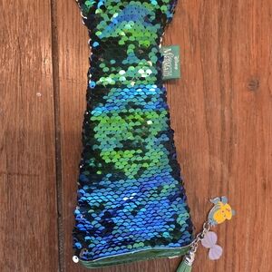 Disney The Little Mermaid Green and Blue Sequin Mermaid Tail Pouch